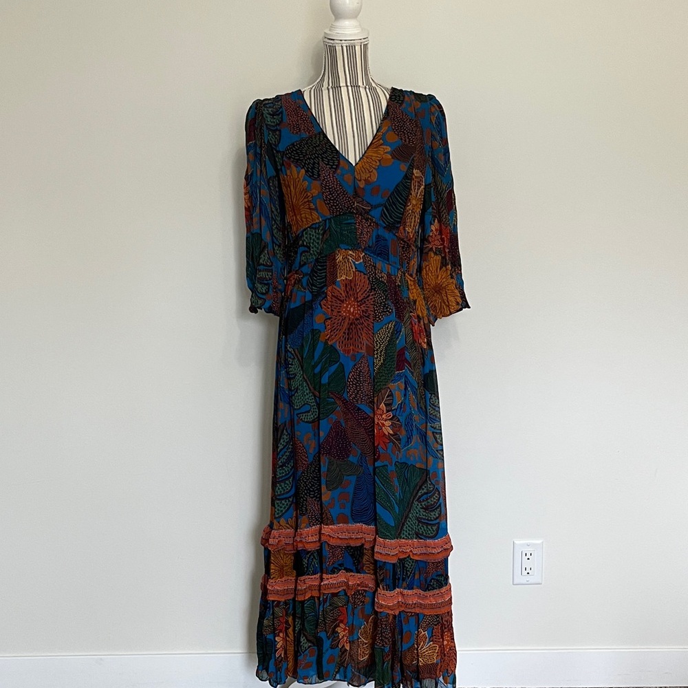 FARM Rio Vibrant Blue and Orange Maxi Dress - Picture 2 of 12